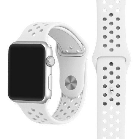 Curea iUni compatibila cu Apple Watch 1/2/3/4/5/6/7, 38mm, Silicon Sport, White